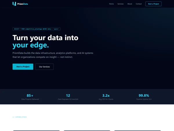 Data and analytics website template thumbnail